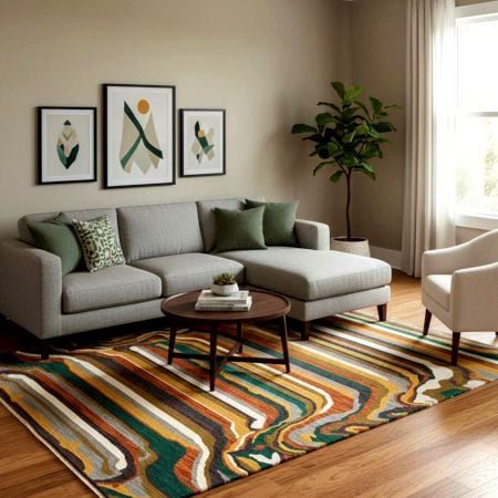 Handmade Cotton and Wool Handknotted Rug for Elegant Decor